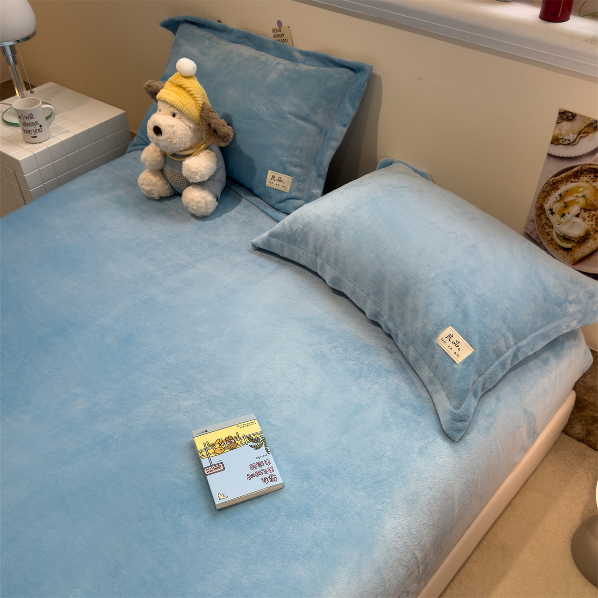 91家纺网 家纺一手货源 找家纺 857家居 2025新款高克重牛奶绒床单床笠系列 良品-宝石蓝