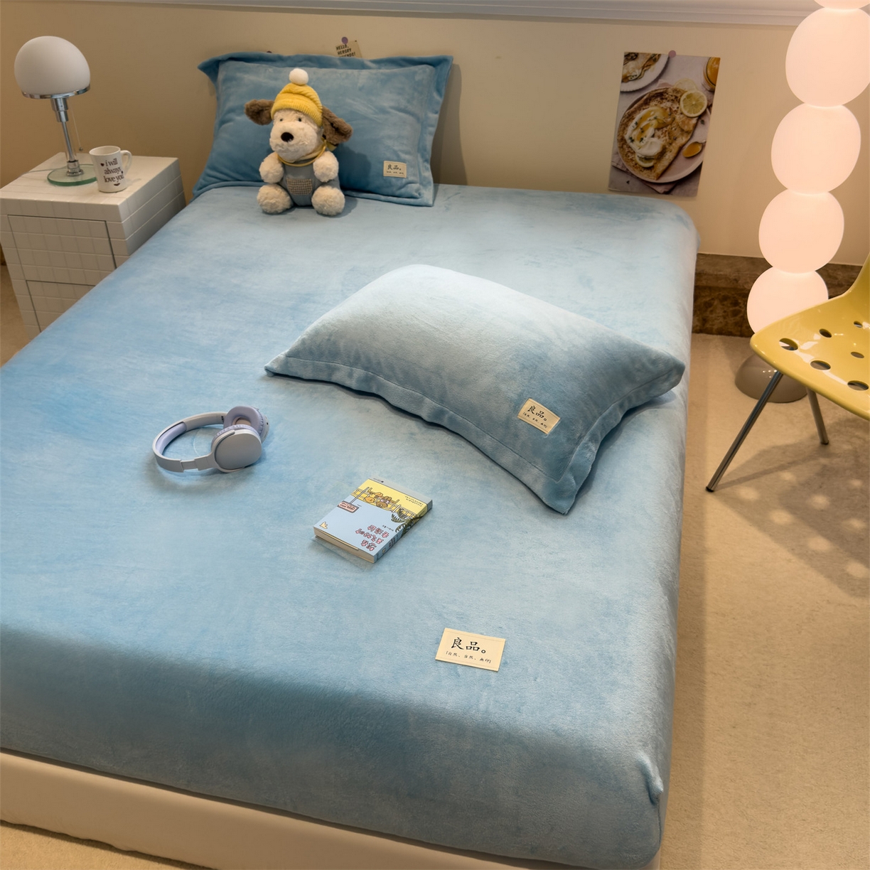 91家纺网 家纺一手货源 找家纺 857家居 2025新款高克重牛奶绒床单床笠系列 良品-宝石蓝