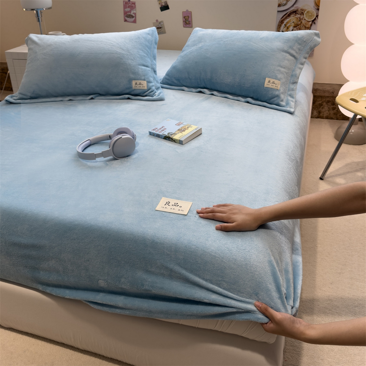 91家纺网 家纺一手货源 找家纺 857家居 2025新款高克重牛奶绒床单床笠系列 良品-宝石蓝