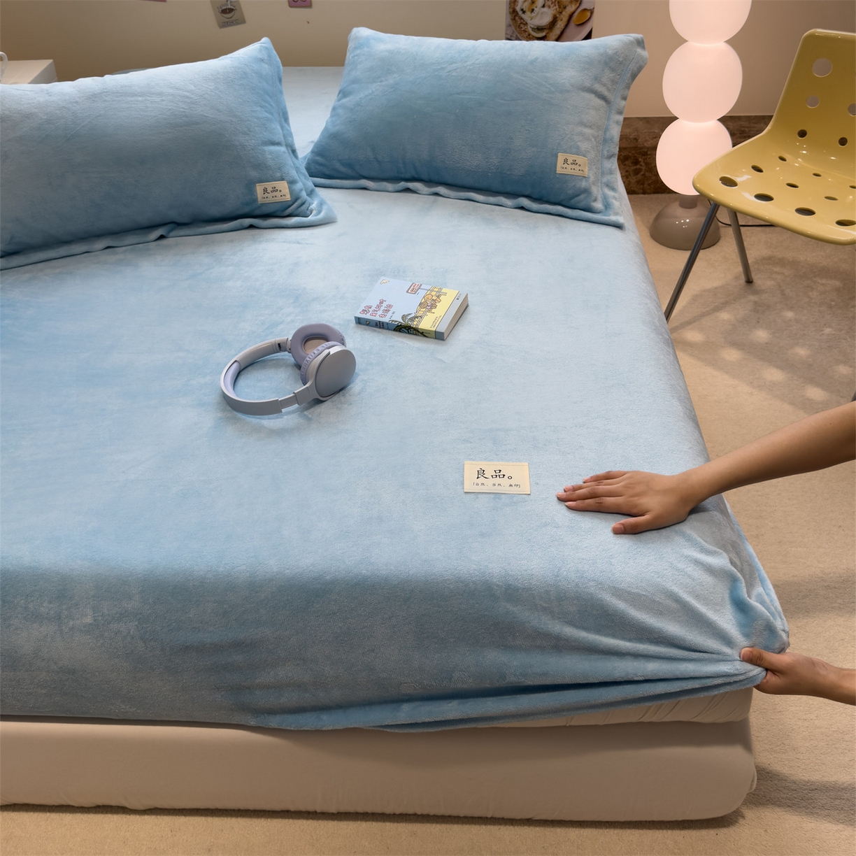 91家纺网 家纺一手货源 找家纺 857家居 2025新款高克重牛奶绒床单床笠系列 良品-宝石蓝