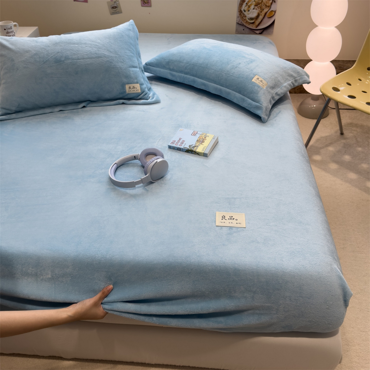 91家纺网 家纺一手货源 找家纺 857家居 2025新款高克重牛奶绒床单床笠系列 良品-宝石蓝