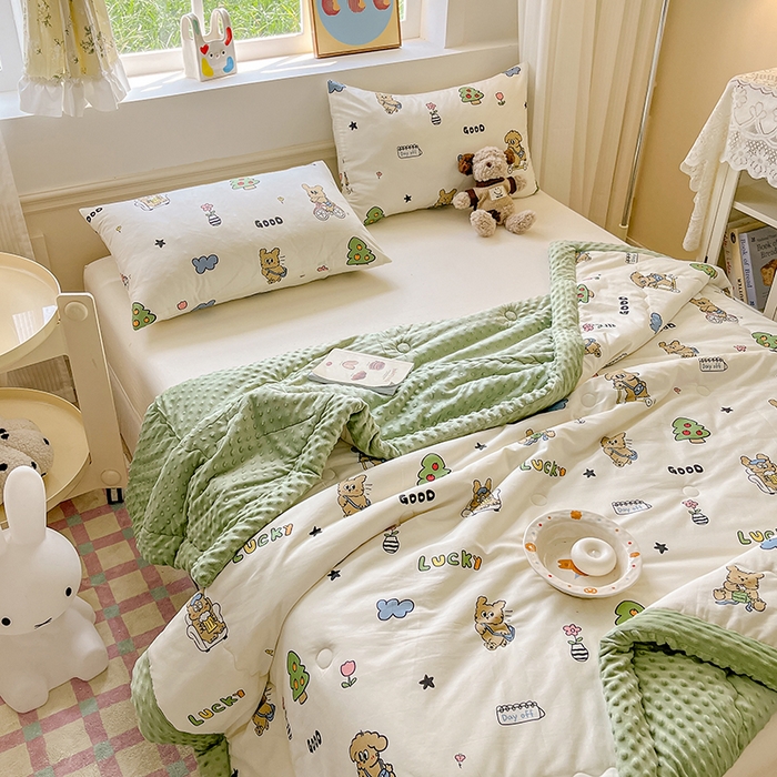 91家纺网 家纺一手货源 找家纺 梦依依 2025新款全棉豆豆绒大豆被冬被春秋被儿童豆豆被（风格一） 童年游戏（米）
