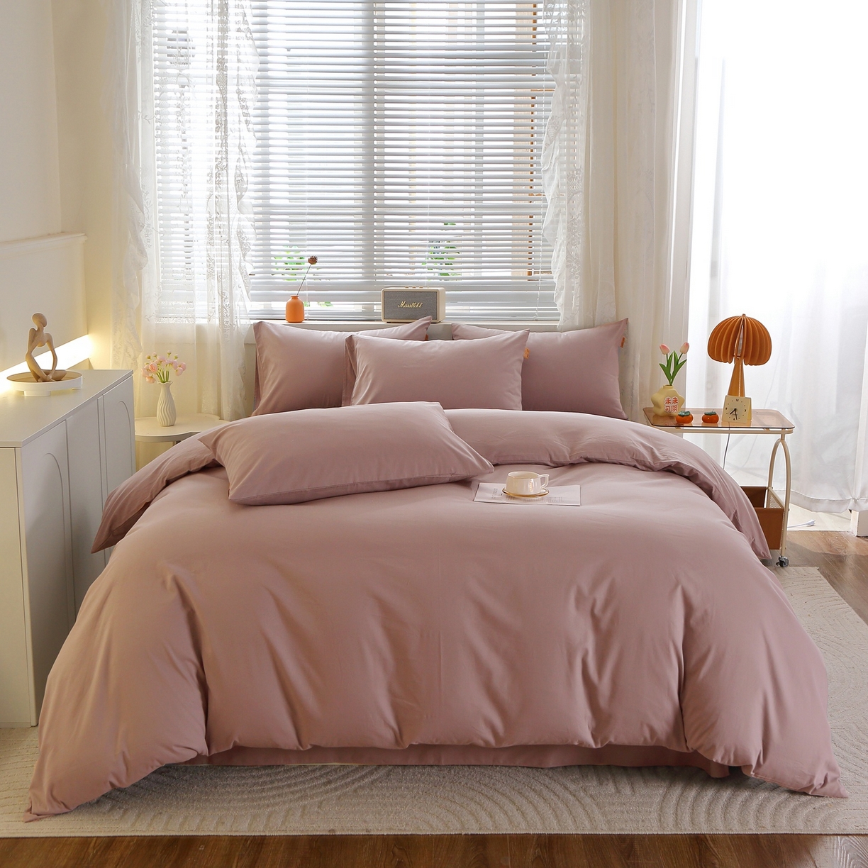 91家纺网 家纺一手货源 找家纺 （总）2025新款100%棉13376纯色喷气全棉磨毛四件套素色保暖加厚纯棉床单款床笠款学生宿舍三件套