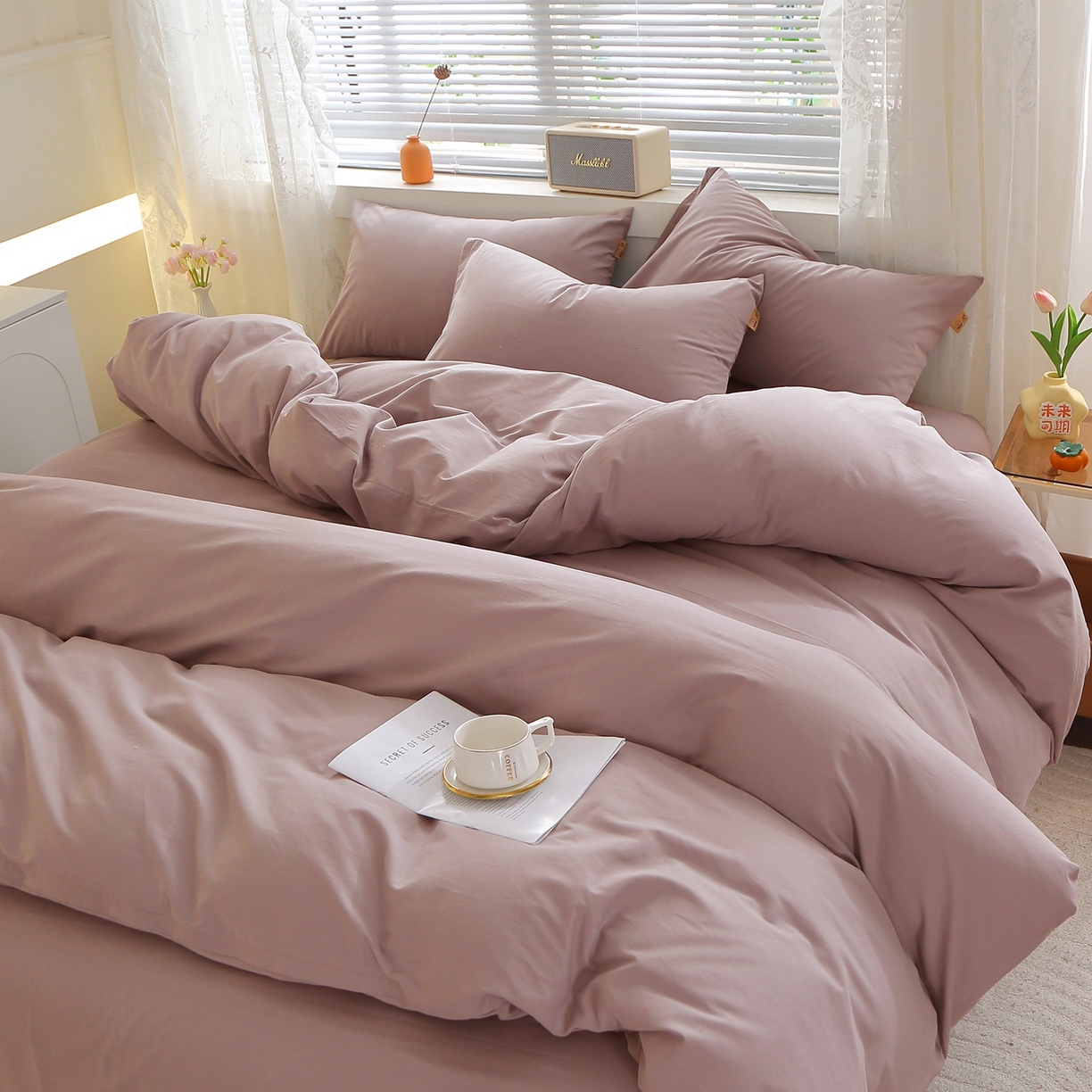 91家纺网 家纺一手货源 找家纺 （总）2025新款100%棉13376纯色喷气全棉磨毛四件套素色保暖加厚纯棉床单款床笠款学生宿舍三件套