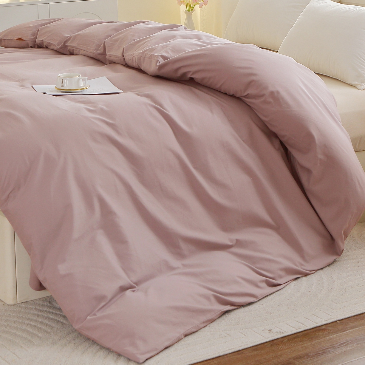 91家纺网 家纺一手货源 找家纺 （总）2025新款100%棉13376纯色喷气全棉磨毛四件套素色保暖加厚纯棉床单款床笠款学生宿舍三件套