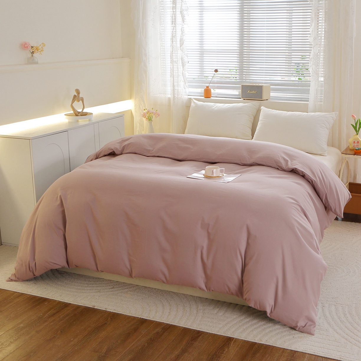 91家纺网 家纺一手货源 找家纺 （总）2025新款100%棉13376纯色喷气全棉磨毛四件套素色保暖加厚纯棉床单款床笠款学生宿舍三件套