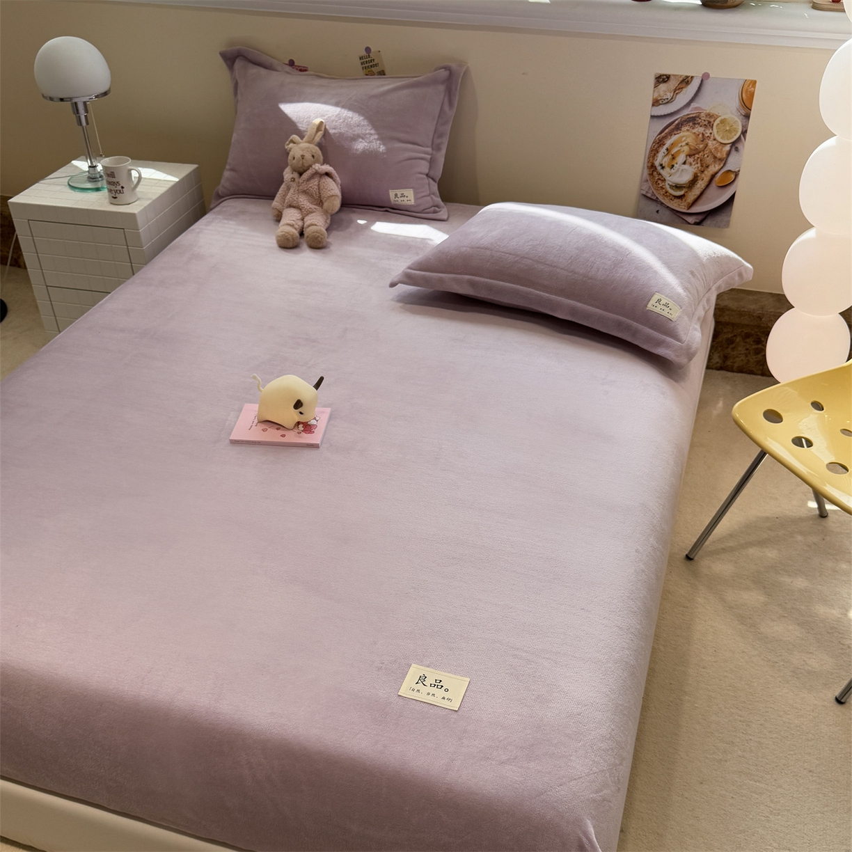 91家纺网 家纺一手货源 找家纺 857家居 2025新款高克重牛奶绒床单床笠系列 良品-丁香紫