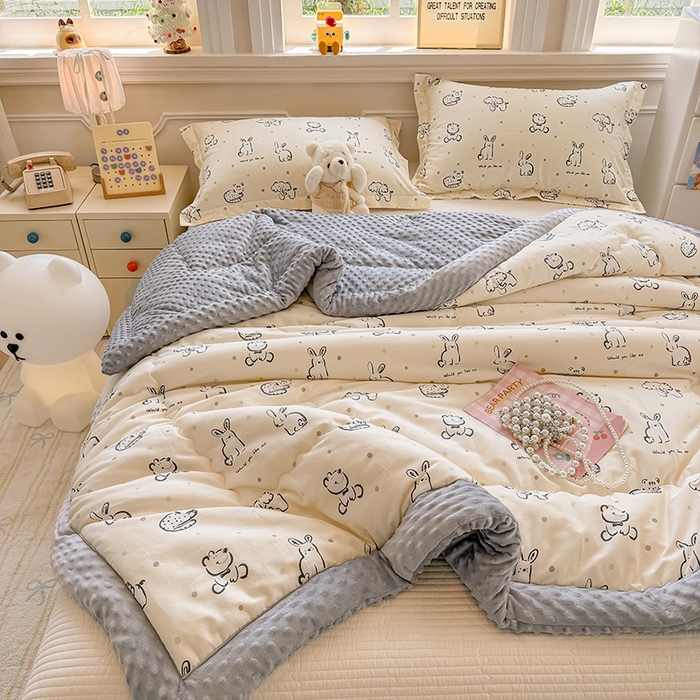 91家纺网 家纺一手货源 找家纺 梦依依 2025新款全棉豆豆绒大豆被冬被春秋被儿童豆豆被（风格一） 涂鸦乐园