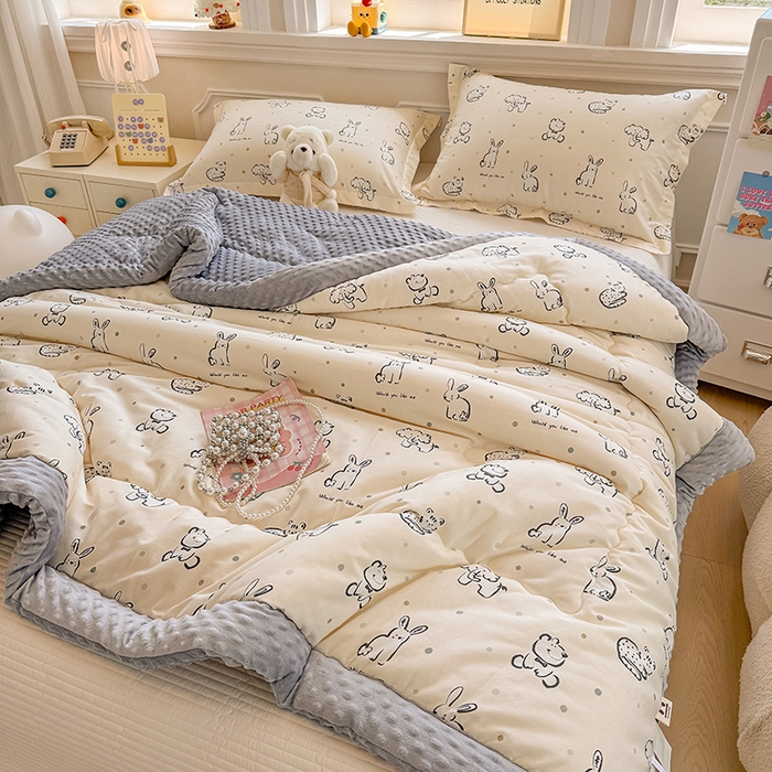 91家纺网 家纺一手货源 找家纺 梦依依 2025新款全棉豆豆绒大豆被冬被春秋被儿童豆豆被（风格一） 涂鸦乐园