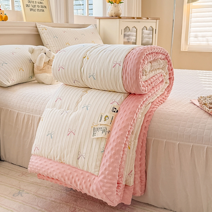 91家纺网 家纺一手货源 找家纺 梦依依 2025新款全棉豆豆绒大豆被冬被春秋被儿童豆豆被（风格一） 五彩蝶