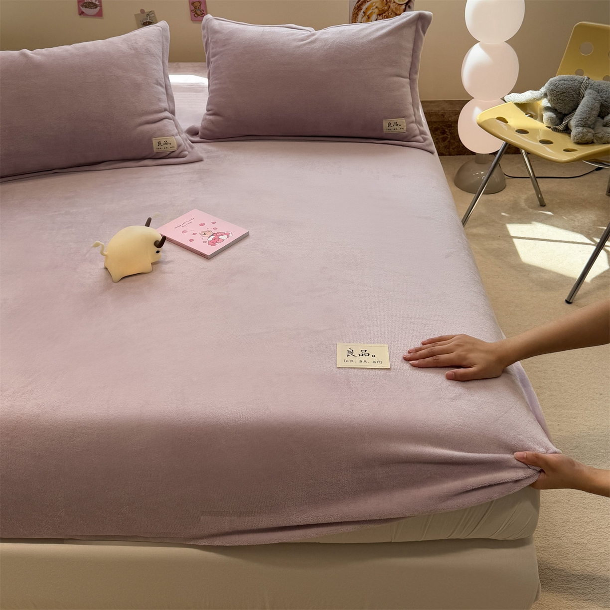 91家纺网 家纺一手货源 找家纺 857家居 2025新款高克重牛奶绒床单床笠系列 良品-丁香紫