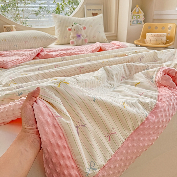 91家纺网 家纺一手货源 找家纺 梦依依 2025新款全棉豆豆绒大豆被冬被春秋被儿童豆豆被（风格一） 五彩蝶