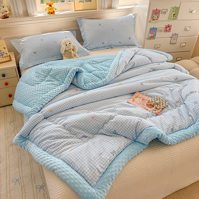 91家纺网 家纺一手货源 找家纺 梦依依 2025新款全棉豆豆绒大豆被冬被春秋被儿童豆豆被（风格一） 夏日恋格-兰