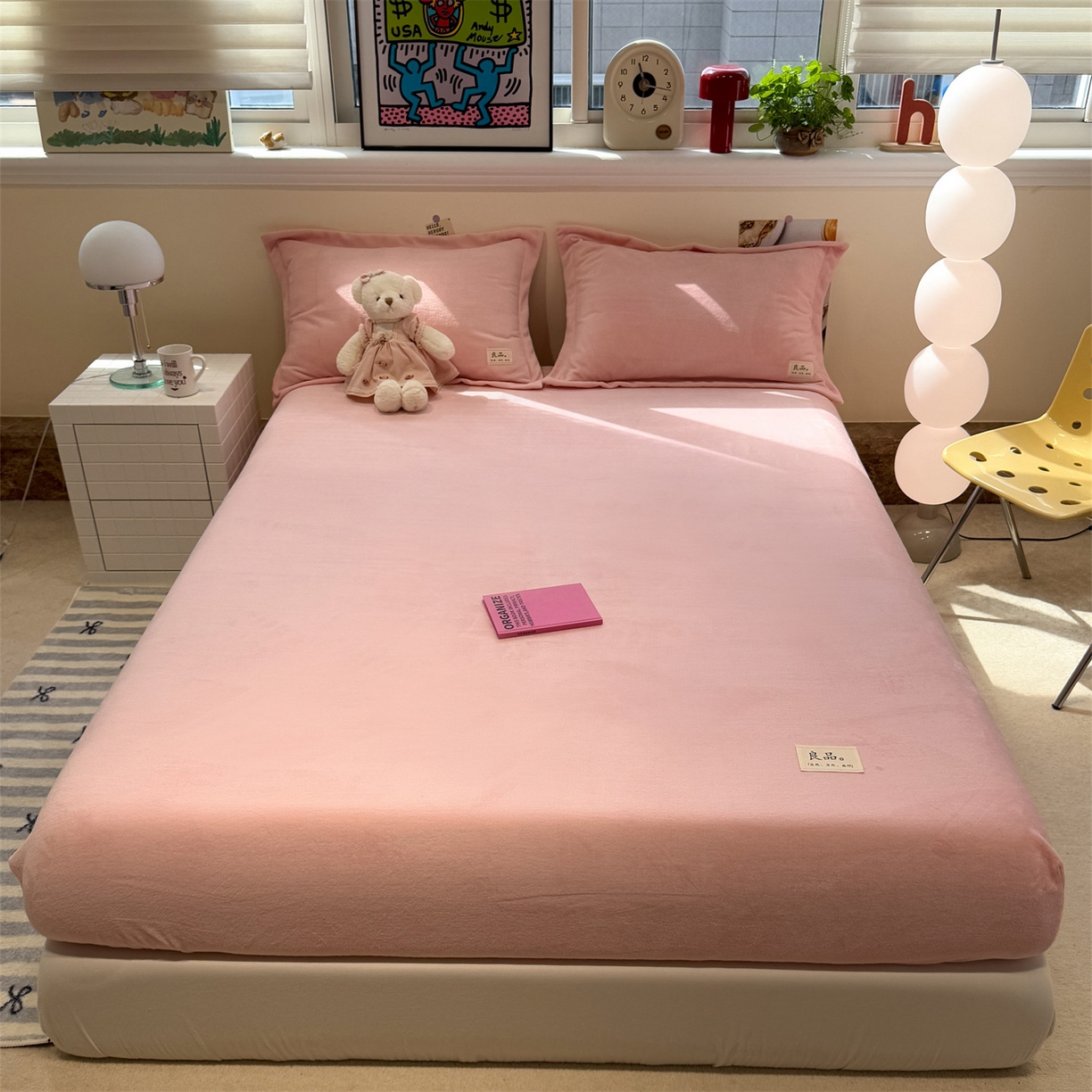 857家居 2025新款高克重牛奶绒床单床笠系列 良品-粉色