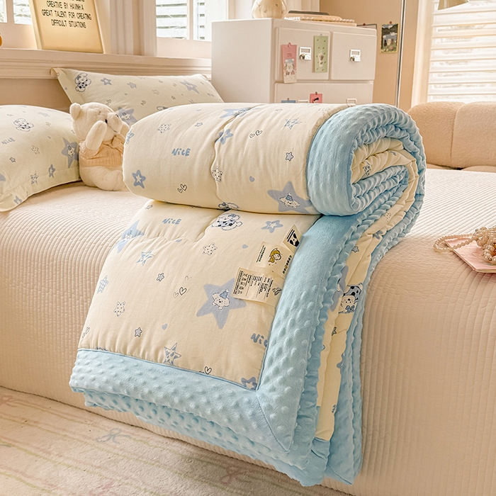 91家纺网 家纺一手货源 找家纺 梦依依 2025新款全棉豆豆绒大豆被冬被春秋被儿童豆豆被（风格一） 星仔