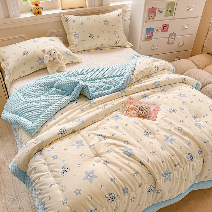 91家纺网 家纺一手货源 找家纺 梦依依 2025新款全棉豆豆绒大豆被冬被春秋被儿童豆豆被（风格一） 星仔