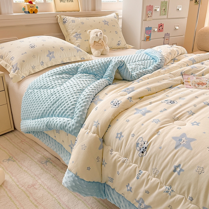 91家纺网 家纺一手货源 找家纺 梦依依 2025新款全棉豆豆绒大豆被冬被春秋被儿童豆豆被（风格一） 星仔