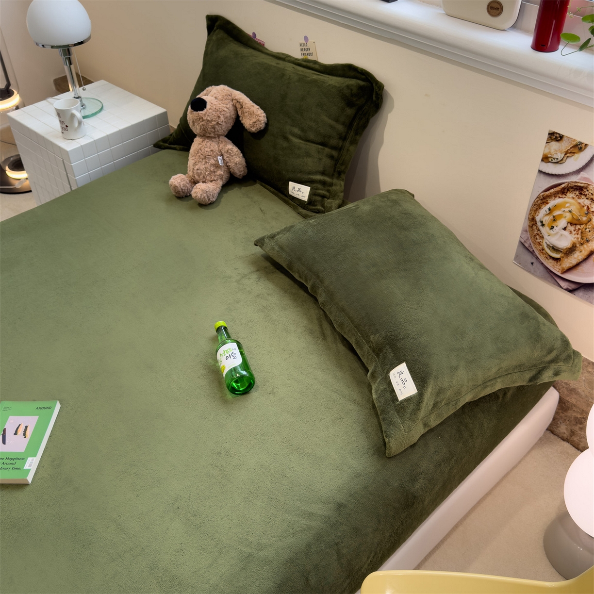 91家纺网 家纺一手货源 找家纺 857家居 2025新款高克重牛奶绒床单床笠系列 良品-橄榄绿