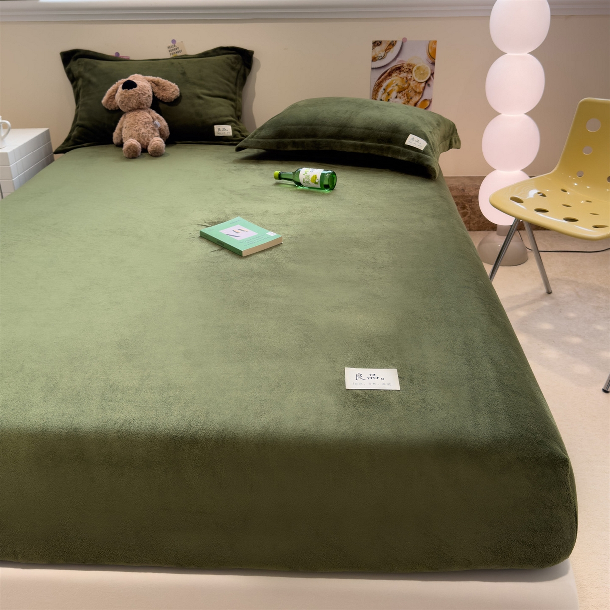 91家纺网 家纺一手货源 找家纺 857家居 2025新款高克重牛奶绒床单床笠系列 良品-橄榄绿