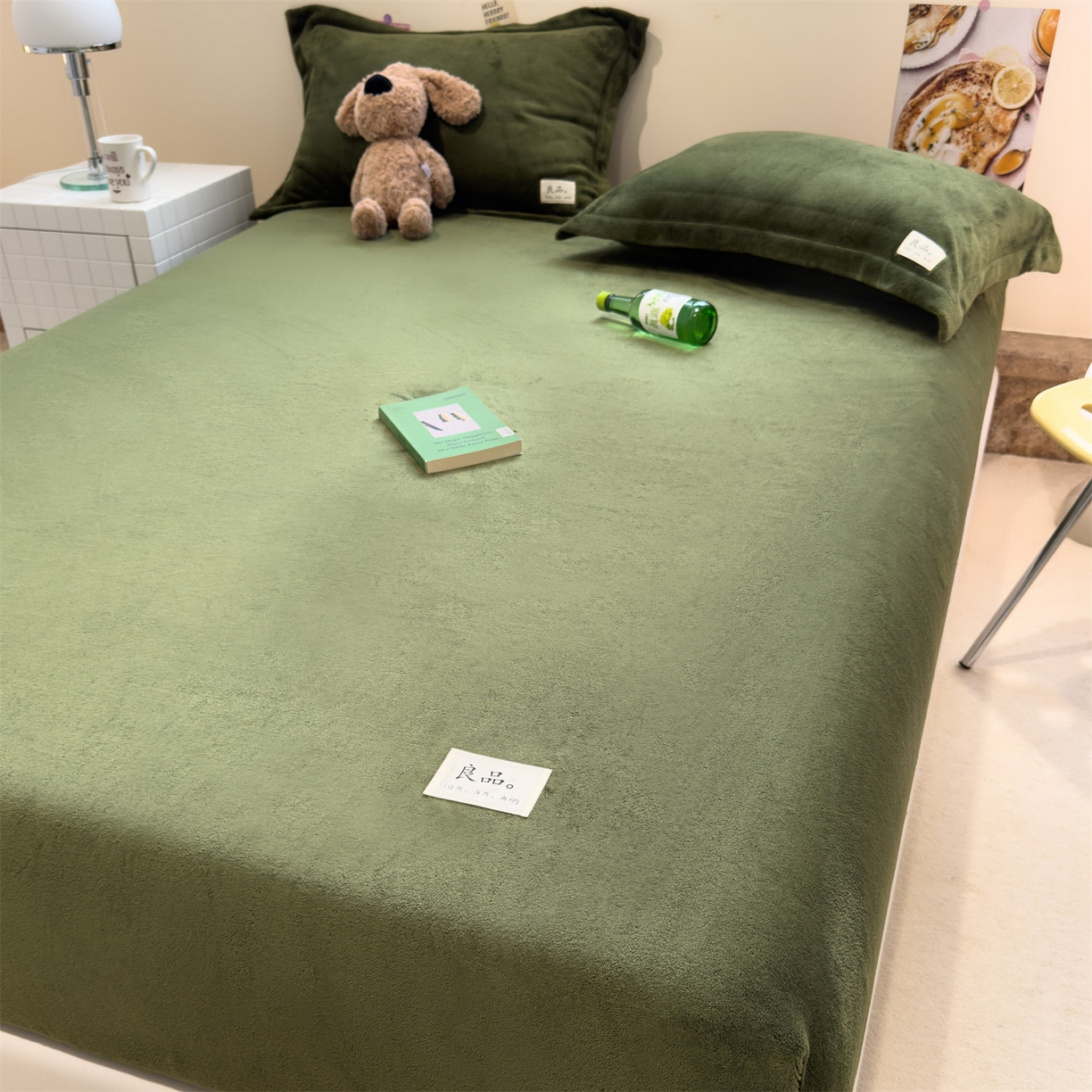 91家纺网 家纺一手货源 找家纺 857家居 2025新款高克重牛奶绒床单床笠系列 良品-橄榄绿