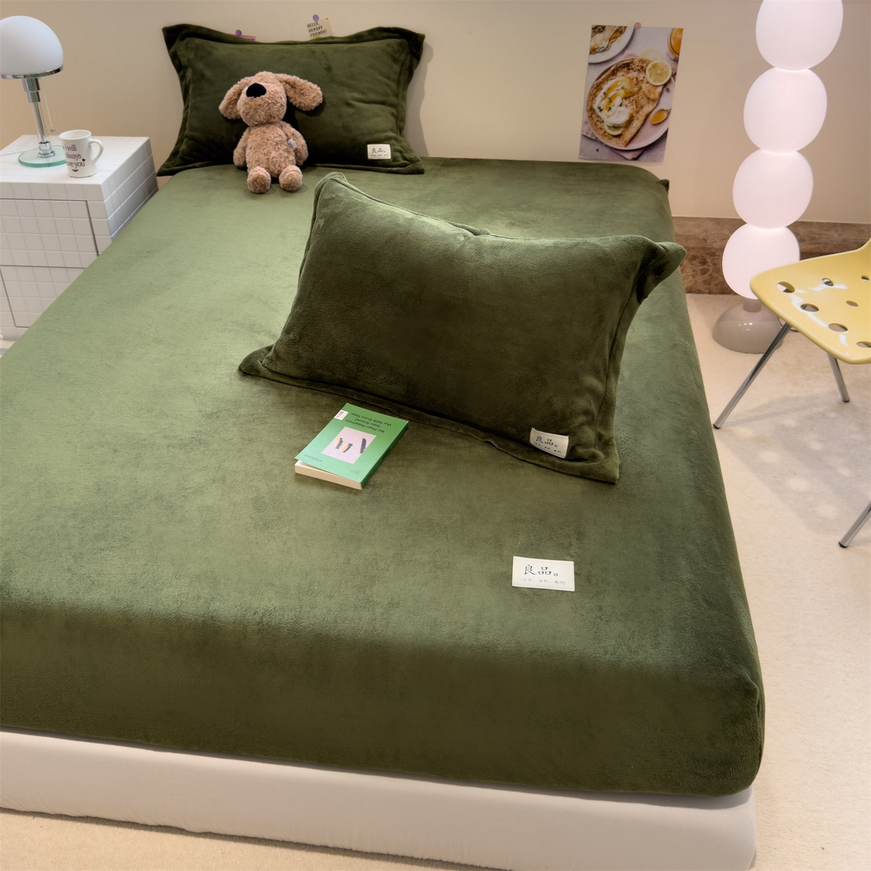 91家纺网 家纺一手货源 找家纺 857家居 2025新款高克重牛奶绒床单床笠系列 良品-橄榄绿