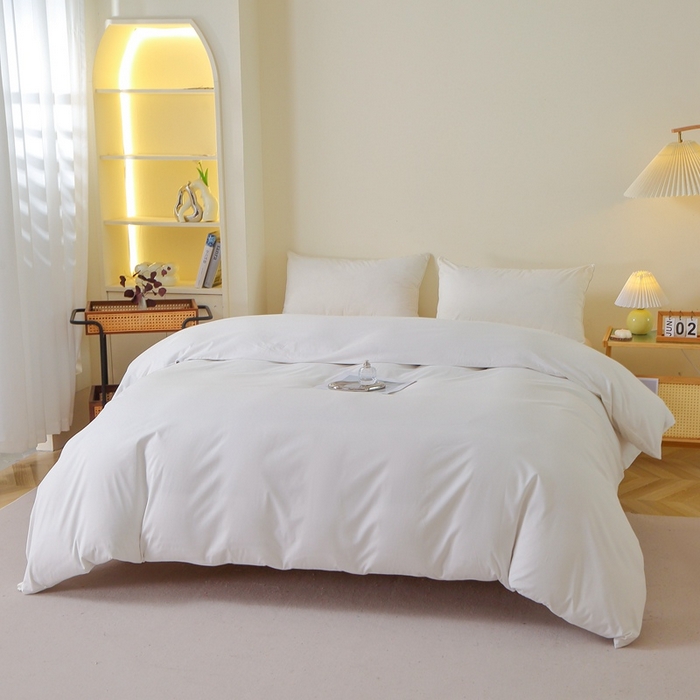 91家纺网 家纺一手货源 找家纺 晶缦 2025新款100%纯棉13376纯色喷气全棉磨毛多规格四件套 暖芸馨-本白色