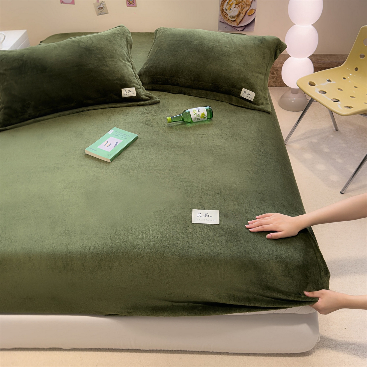 91家纺网 家纺一手货源 找家纺 857家居 2025新款高克重牛奶绒床单床笠系列 良品-橄榄绿