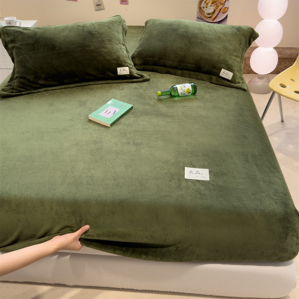 91家纺网 家纺一手货源 找家纺 857家居 2025新款高克重牛奶绒床单床笠系列 良品-橄榄绿