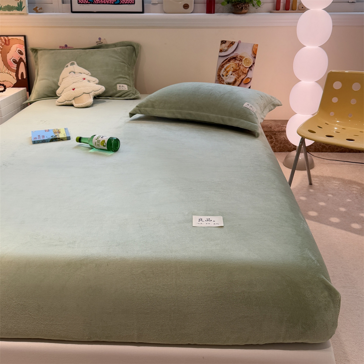 91家纺网 家纺一手货源 找家纺 857家居 2025新款高克重牛奶绒床单床笠系列 良品-墨绿
