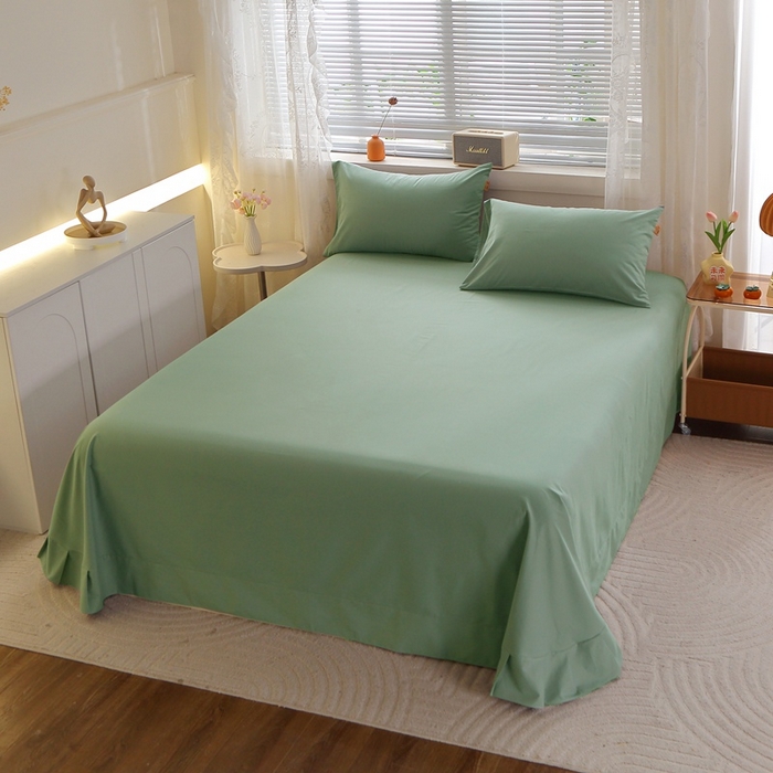 91家纺网 家纺一手货源 找家纺 晶缦 2025新款100%纯棉13376纯色喷气全棉磨毛多规格四件套 暖芸馨-茶卡绿