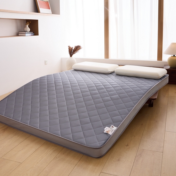 91家纺网 家纺一手货源 找家纺 优承佳生活馆（床垫） 2025新款磨毛大豆抗压棉立体床垫 磨毛大豆床垫-灰（小方格）