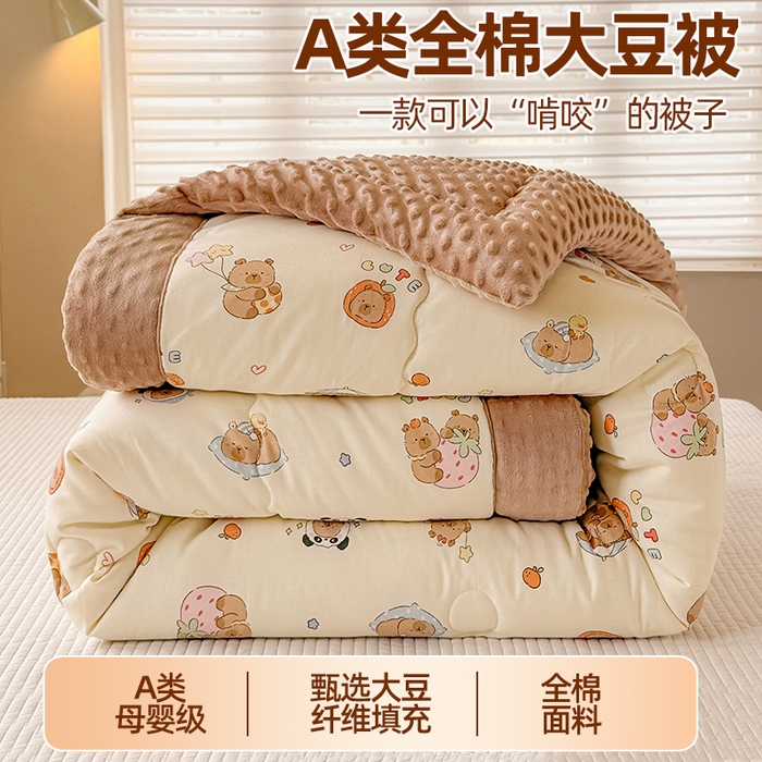 91家纺网 家纺一手货源 找家纺 （总）梦依依 （加微信送买家秀）2025新款40支全棉豆豆被大豆被夏被冬秋被子被芯-风格二