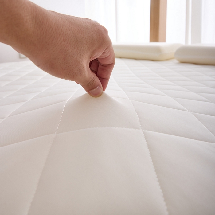 91家纺网 家纺一手货源 找家纺 优承佳生活馆（床垫） 2025新款磨毛大豆抗压棉立体床垫 磨毛大豆床垫-白+灰（小方格)