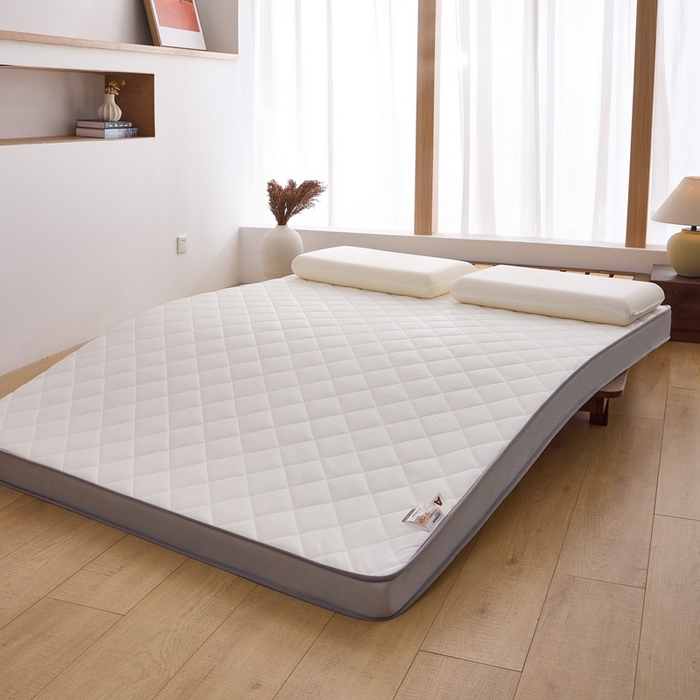 91家纺网 家纺一手货源 找家纺 优承佳生活馆（床垫） 2025新款磨毛大豆抗压棉立体床垫 磨毛大豆床垫-白+灰（小方格)