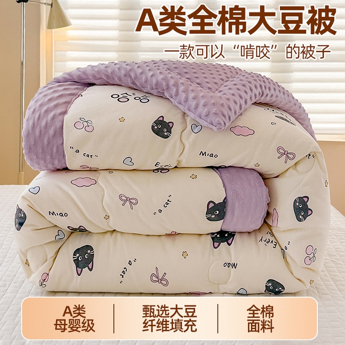 91家纺网 家纺一手货源 找家纺 （总）梦依依 （加微信送买家秀）2025新款40支全棉豆豆被大豆被夏被冬秋被子被芯-风格二