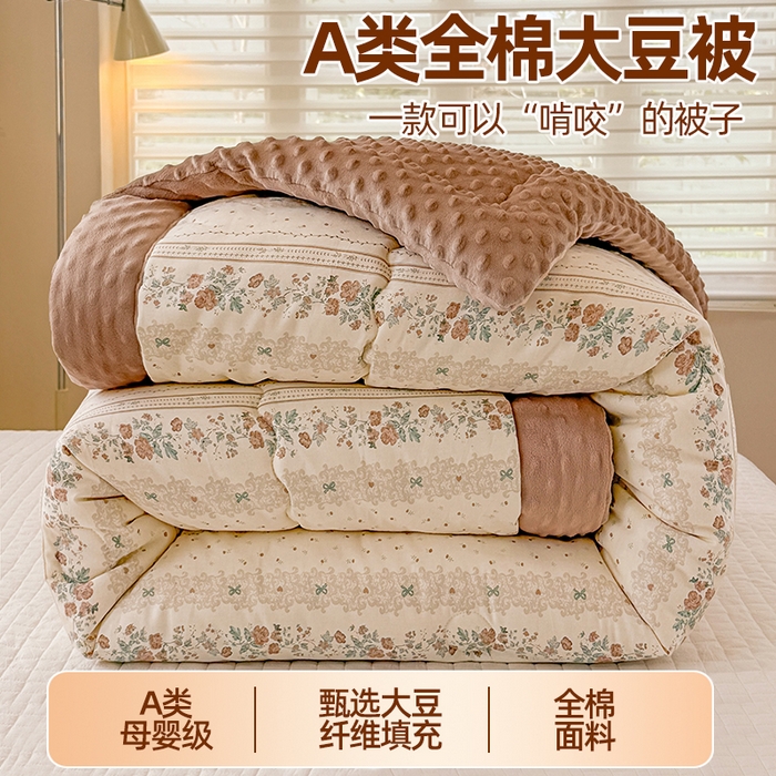 91家纺网 家纺一手货源 找家纺 （总）梦依依 （加微信送买家秀）2025新款40支全棉豆豆被大豆被夏被冬秋被子被芯-风格二