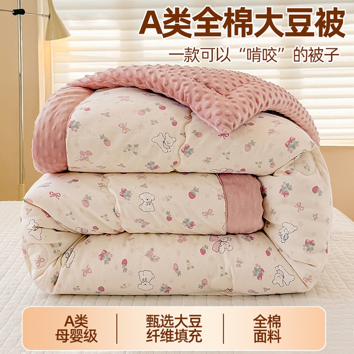 91家纺网 家纺一手货源 找家纺 （总）梦依依 （加微信送买家秀）2025新款40支全棉豆豆被大豆被夏被冬秋被子被芯-风格二