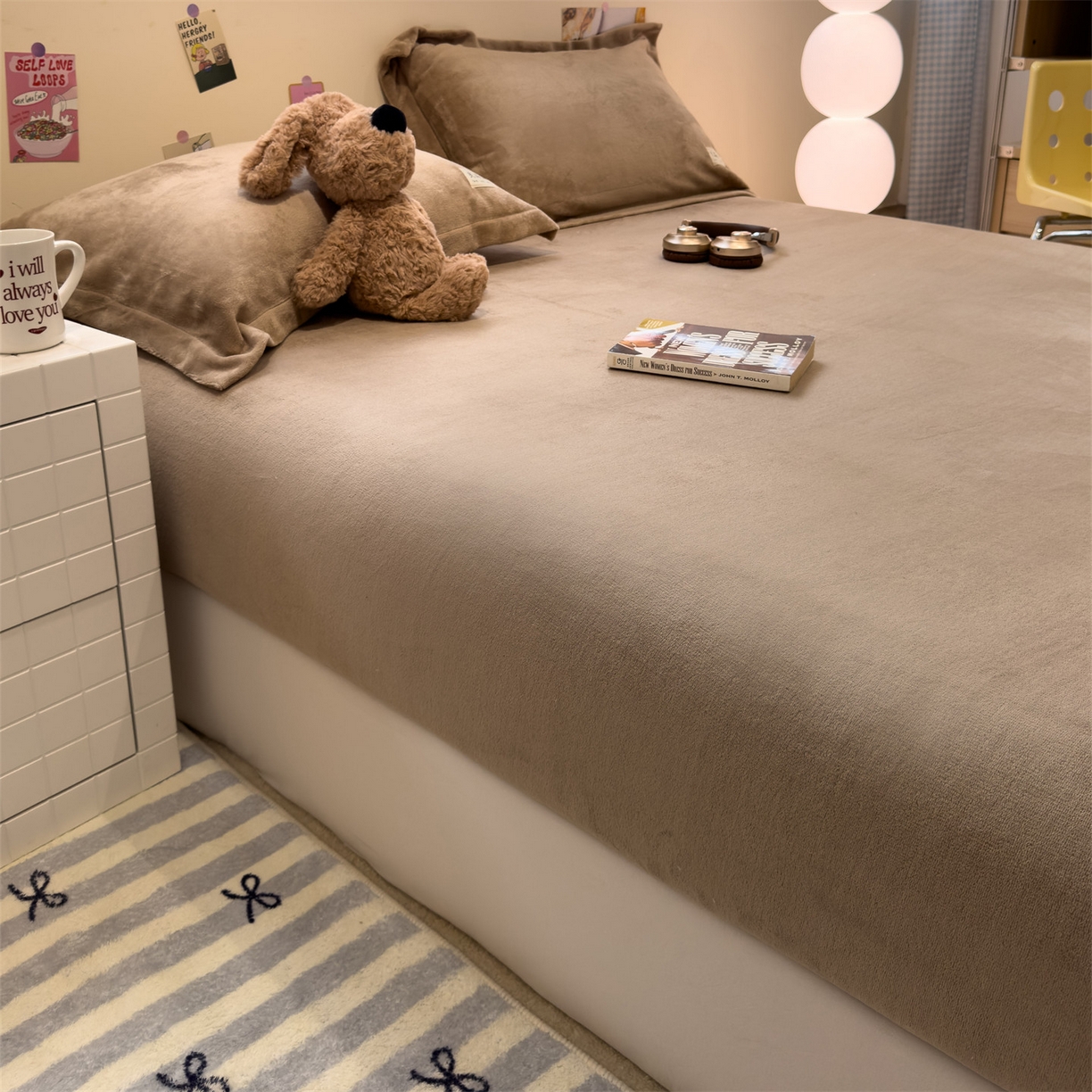 91家纺网 家纺一手货源 找家纺 857家居 2025新款高克重牛奶绒床单床笠系列 良品-奶咖