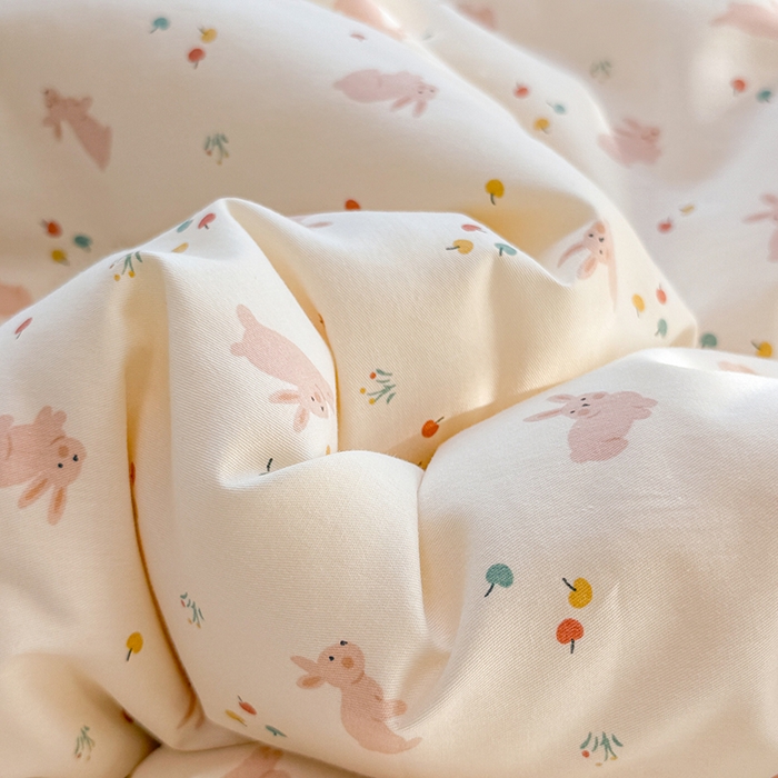 91家纺网 家纺一手货源 找家纺 梦依依 （加微信送买家秀）2025新款40支全棉豆豆被大豆被夏被冬秋被子被芯-风格二 粉粉兔