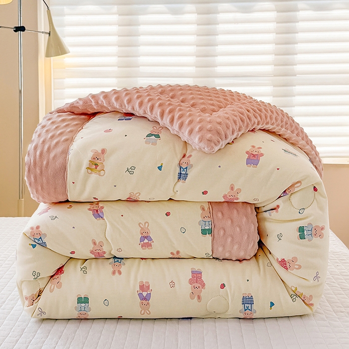 91家纺网 家纺一手货源 找家纺 梦依依 （加微信送买家秀）2025新款40支全棉豆豆被大豆被夏被冬秋被子被芯-风格二 果冻兔