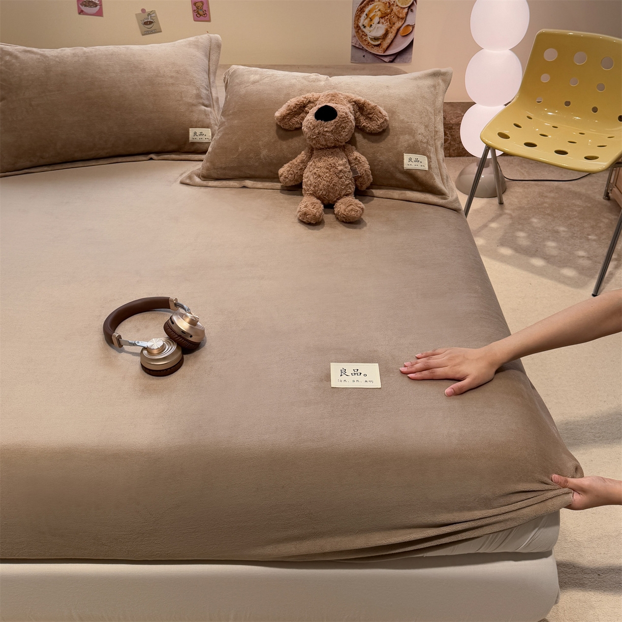 91家纺网 家纺一手货源 找家纺 857家居 2025新款高克重牛奶绒床单床笠系列 良品-奶咖