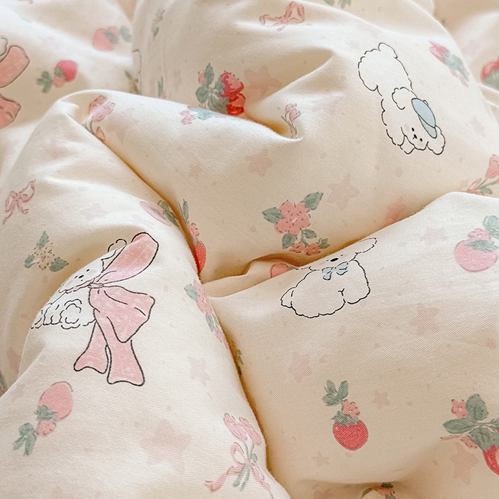 91家纺网 家纺一手货源 找家纺 梦依依 （加微信送买家秀）2025新款40支全棉豆豆被大豆被夏被冬秋被子被芯-风格二 草莓狗