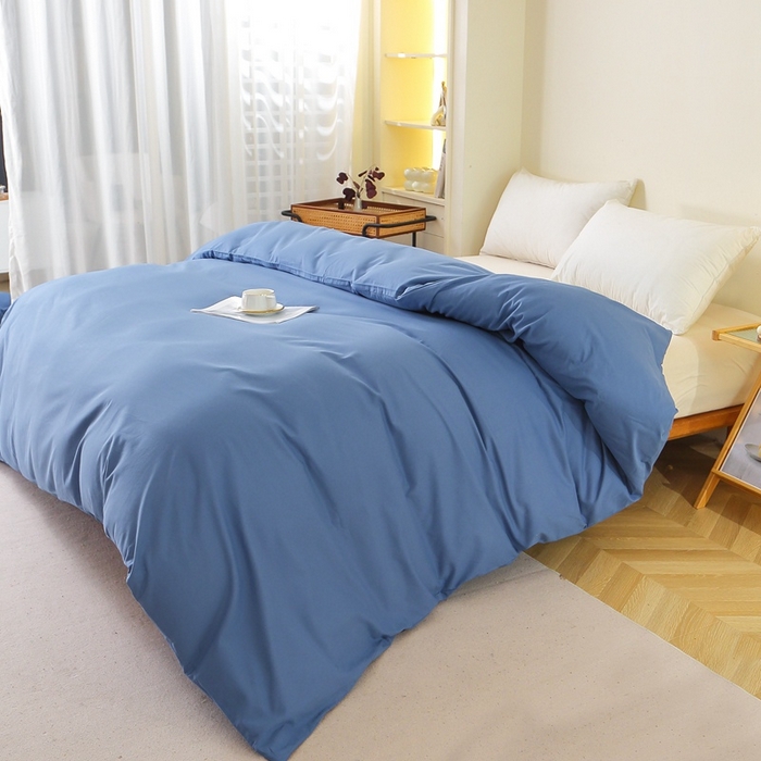 91家纺网 家纺一手货源 找家纺 晶缦 2025新款100%纯棉13376纯色喷气全棉磨毛多规格四件套 暖芸馨-靛青蓝