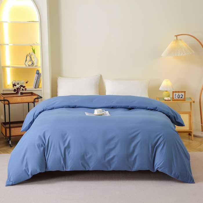 91家纺网 家纺一手货源 找家纺 晶缦 2025新款100%纯棉13376纯色喷气全棉磨毛多规格四件套 暖芸馨-靛青蓝