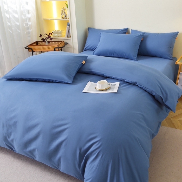 91家纺网 家纺一手货源 找家纺 晶缦 2025新款100%纯棉13376纯色喷气全棉磨毛多规格四件套 暖芸馨-靛青蓝