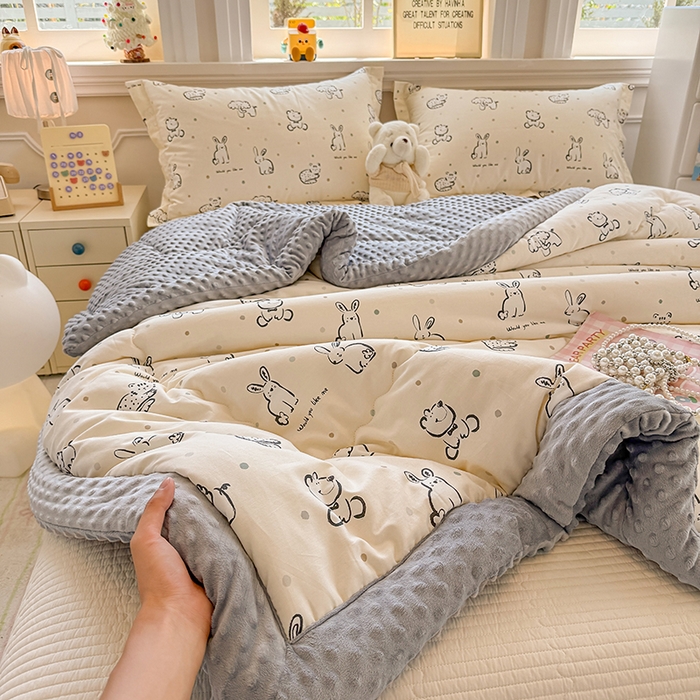 91家纺网 家纺一手货源 找家纺 梦依依 （加微信送买家秀）2025新款40支全棉豆豆被大豆被夏被冬秋被子被芯-风格二 涂鸦乐园