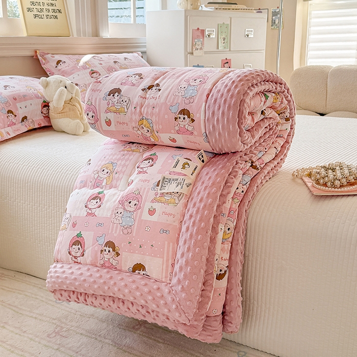 91家纺网 家纺一手货源 找家纺 梦依依 （加微信送买家秀）2025新款40支全棉豆豆被大豆被夏被冬秋被子被芯-风格二 棒棒糖女孩