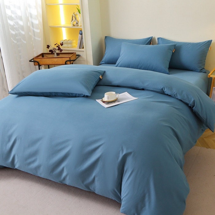 91家纺网 家纺一手货源 找家纺 晶缦 2025新款100%纯棉13376纯色喷气全棉磨毛多规格四件套 暖芸馨-蝶翅蓝