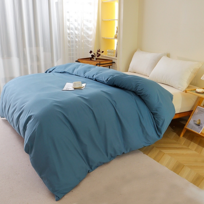 91家纺网 家纺一手货源 找家纺 晶缦 2025新款100%纯棉13376纯色喷气全棉磨毛多规格四件套 暖芸馨-蝶翅蓝