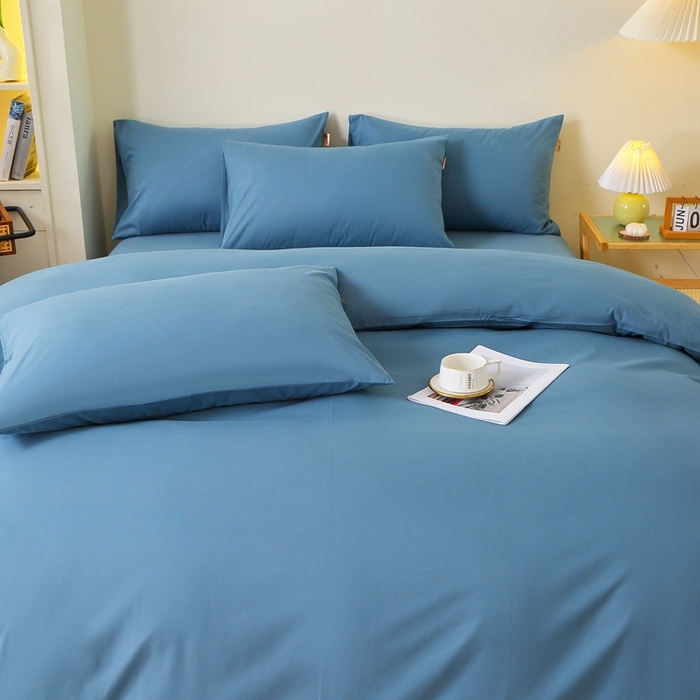 91家纺网 家纺一手货源 找家纺 晶缦 2025新款100%纯棉13376纯色喷气全棉磨毛多规格四件套 暖芸馨-蝶翅蓝